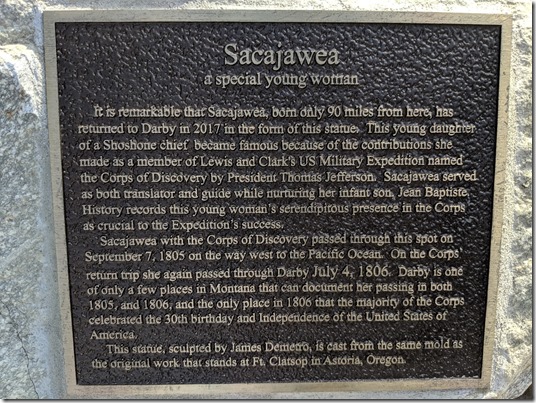 Sacajawea Plaque